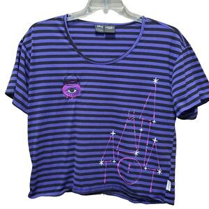 Disney Her Universe Hocus Pocus Cauldron Castle Halloween Striped T-Shirt Size L
